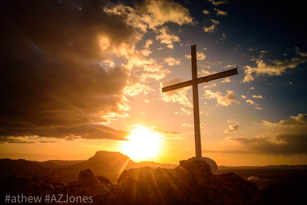 The Sun Sets Behind Picketpost Mountain and The Cross of Santa Ana